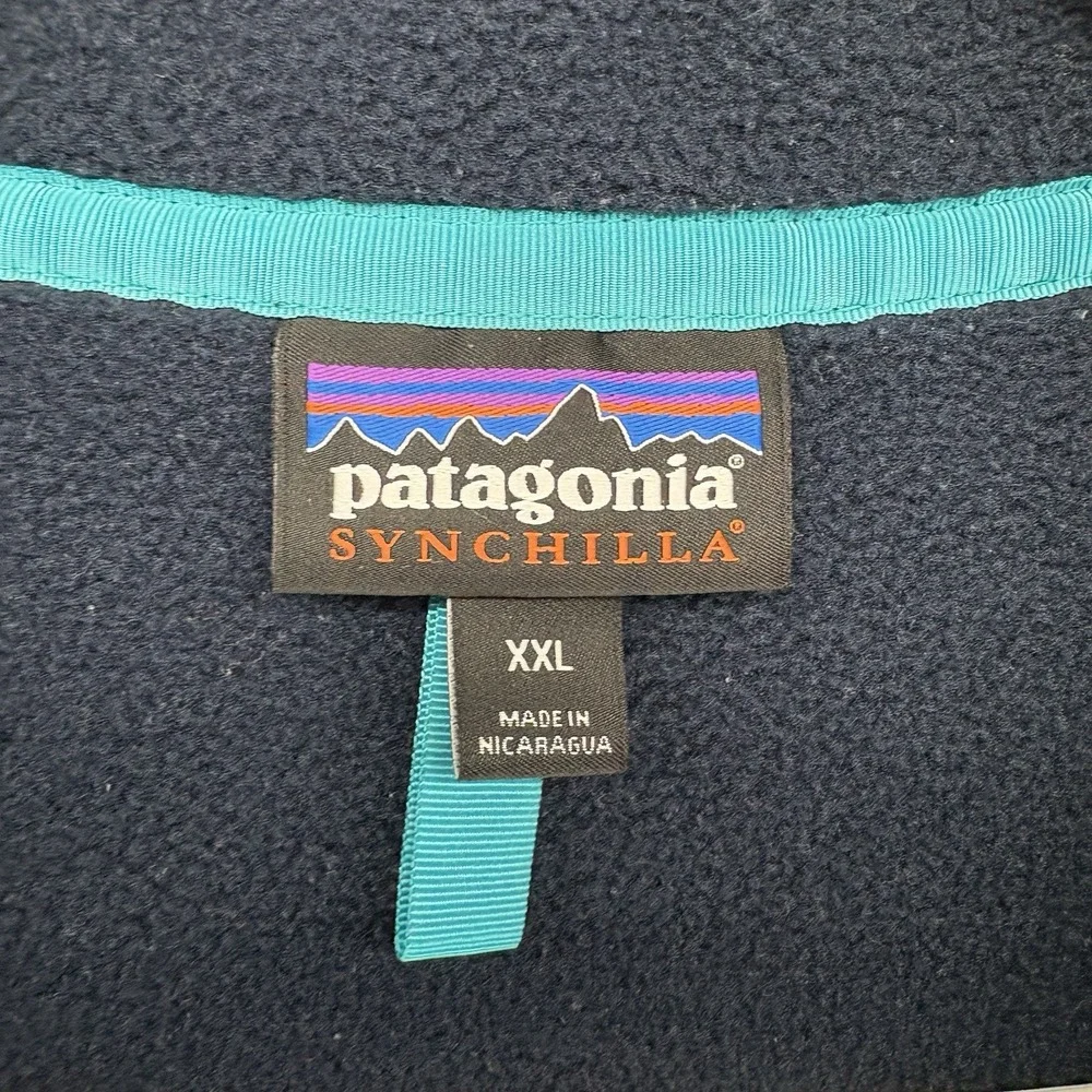 Rare 2018 Patagonia Synchilla Two Tone Snap T Red & Blue‎ Fleece Men XXL